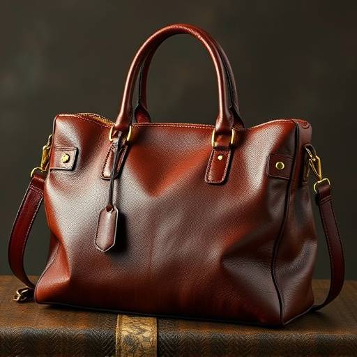 A beautifully shot advertisement for a fictional Italian leather goods company, showcasing a handcrafted leather bag.