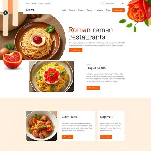 A mock-up of a website design for a fictional Roman restaurant, showing a clean and modern layout.