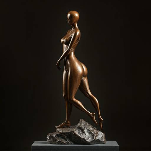 A modern abstract sculpture of a bronze figure, created using traditional casting techniques and innovative design.