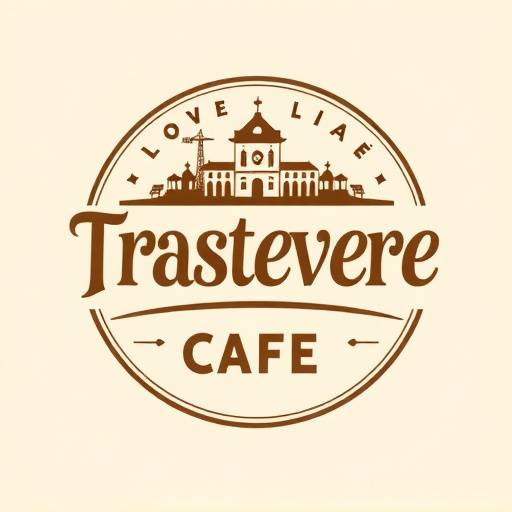 Branding and logo design for a local cafe in Trastevere, Rome, featuring a vintage aesthetic.