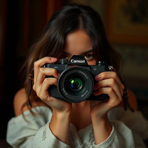 Portrait of Sofia Lombardi, photographer at Atelier Luce, holding a camera.